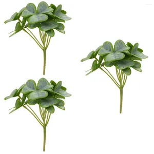 Decorative Flowers Shamrock Artificial Decor Faux Live Fake Dracaena Stems Greenery Indoor Home Spring Simulation Green Leaf Pots Kitchen