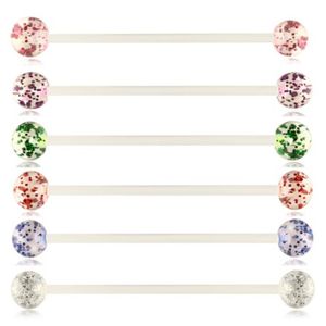 14 Calibro Acrilico UV Industriale Barbell Piercing Cartilagine Orecchino Helix Conch Ear Tragus Stud Body Jewelry Mix 6 colori339B