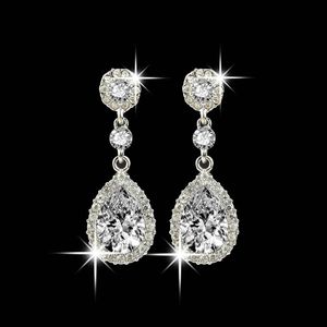 Shining Fashion Crystals Earrings Silver Rhinestones Long Drop Earring For Women Bridal Jewelry 5 Colors Wedding Gift For Friend264a