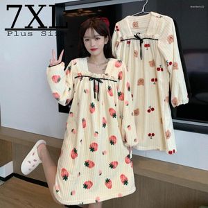 Women's Sleepwear Winter Pajamas Flannel Sleeping Night Dress Warm Soft Fleece Nightgown For Women Big Size Elegant Gowns