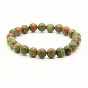 Hela 10st Lot Mix Colors 8mm god kvalitet Unakite Black Dragon Venes African Turquoise Stone Energy Pärlade armband291t