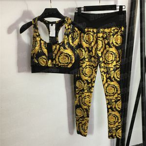 Vintage print kamizelki Kobiety destybulki letnie seksowne jogę legginsy 2pcs zestawy jogger prowadzące garnitury sportowe