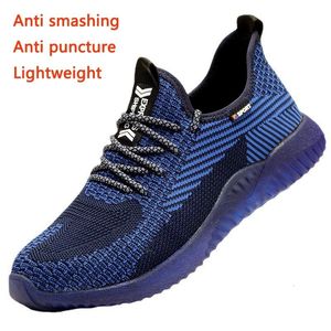Safety Shoes Lightweight Steel Toe Safety Shoes Fly Woven Breathable Anti Odor Work Shoes Wear-resistant Anti Impact Anti Puncture Sneakers 230720
