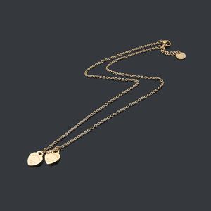 Titanium Steel Fashion T-Letter Double Peach Heart Necklace Netlace Women's Double Love Necklace