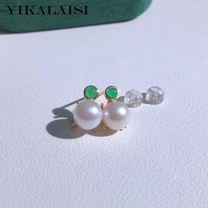 Stud Earrings YIKALAISI 925 Sterling Silver Jewelry For Women 8-9mm Round Natural Freshwater Pearl 2023 Wholesales