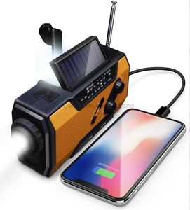 Tragbare Multifunktions-Taschenlampe, solarbetriebenes Notfall-Handkurbel-Radio, selbstbetrieben, AM/FM/NOAA-Wetterradios, USB-Aufladung, Dynamo, Camping-Laternenlicht