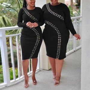 Plus size Dresses 4XL 5XL Plus Size Dresses for Women Full Sleeve Bodycon High Waisted Mid Calf Elegant Evening Night Party Club Vestidos Mujer 230720