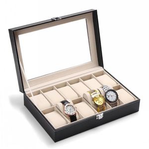Faux Leather Watches Case 12 Grids Jewelry Ring Displaying Storage Box Organizer large capacity Watch Box High Quality318i
