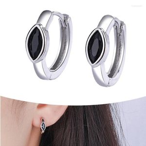 Hoop Earrings Top Quality S925 Hoops Women JewelryTrendy Crystal Eye Black Female Lady Party Accessories On Ear 2023 Gift