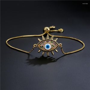 Braccialetti di collegamento S925 Bracciale occhi del diavolo micro-intarsiato elettrolitico 18 carati colore oro reale occhio gocciolante gioielli fortunati donna