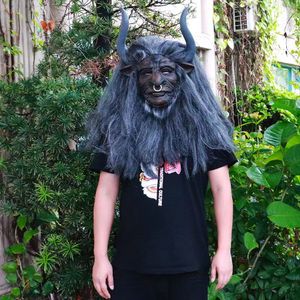 Партийная маска маска на Хэллоуин Мачо злой черный латекс классический персонаж косплей реквизит в коровьей головном капюшоне 230721