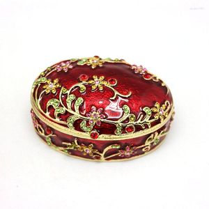 Bolsas para joias Bijuterias japonesas e coreanas Cor de esmalte Metal Oval Caixa de armazenamento Criativa para uso doméstico