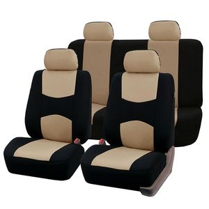 أغطية مقعد السيارة كاملة في البيج السوداء الأمامية الخلفية حماية مقاعد البدل