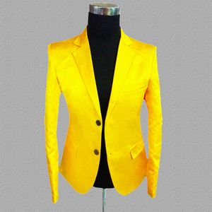 Yellow Blazer Men Suits Designs Jacket Mens Stage Costumes For Singers Clothes Dance Star Style Dress Punk Rock Masculino Homme223C