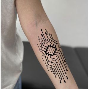 New Circuit Tattoo Stickers Waterproof Punk Future Science Fiction Flower Arm Temporary Fake Tattoo Men Women Body Art Black