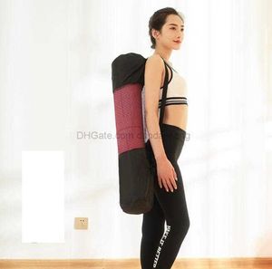 10mm Portable Yoga Mat Drawing Bag Carrier Mesh Center Yoga Sports Backpack Black Color 30x70cm Free Shipping