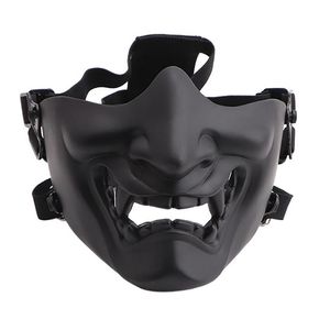 Meia Máscara Facial Sorridente Assustadora Meia Máscara Facial Tática Ajustável Proteção para a Cabeça Acessórios para Fantasias de Halloween202I