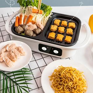 Multifunktionell elektrisk varm pottkokare Electric Spise Cutting Baking Tray All-In-One Machine Independent Heat Control Non-Stick Mini Pannan Hushåll