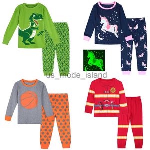 Pyjamas pojkar pajamas pyjamas barn pyjama sätter polisen långärmad vinter pjs småbarn flicka enhörning sömnkläder barn brandman cosplay pjs x0721