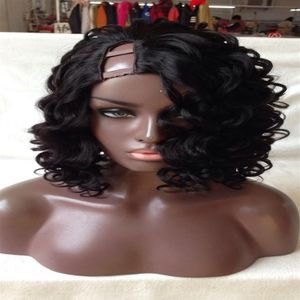 824Inch Human Hair U Part Wig Curly Peruvian Virgin Hair 1x3 2x4 4x4 For Black Women 1 2 4 1B Natural Color Fast Ship2361
