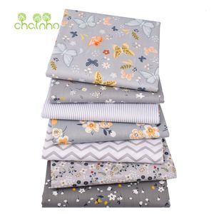 Fabric Chainho Printed Twill Cotton Fabric Gray Floral Series Patchwork Cloth For DIY Sewing Quilting Baby Children's Bedding Material 230720