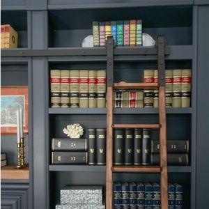 6ft-16ft rustykalny styl czarny stalowa biblioteka biblioteki drabiny sprzętowe zestaw rolek no drabinę2789