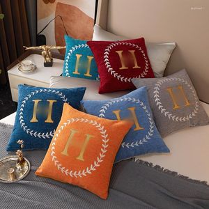 Pillow Creative Alphabet Chenille Office Waist Magic Home Sofa Throw Comfort Embroidery Craft 45X45Cm