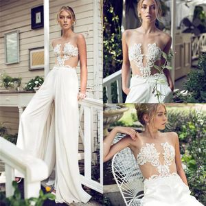 riki dalal modest a line wedding dress jumpsuit with removable skirt lace applique bridal gowns custom made wedding dress314G