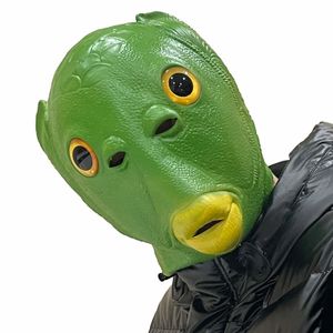 Novel Games Green Fish Mask Funny LaTex Animal Face For Halloween Masquerade Party Costume Disguise Cosplay Bankett Fancy Hat 230721