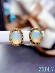 Ohrstecker Est Fashion Natürlicher Opal mit Zahl Echt 925 Silber Gelbgold Farbe High-End-Geschenk