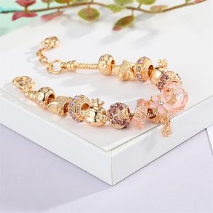 Yellow gold Heat Bracelets 3mm Snake Chain Fit Pandora Charm Beads Bangle Bracelet For Women Jewelry with box holiday gift284I