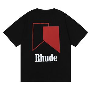 Мужские футболки из хлопка Люксовый бренд Rhude Shirt Fashion t Мужские дизайнерские футболки Мужские повседневные топы с коротким рукавом Высококачественные футболки Мужские футболки Tos Us Size GQED