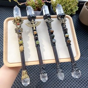 Jewelry Pouches Natural Beautiful Clear Quartz Magic Trace Crystal Double Point Tower Healing