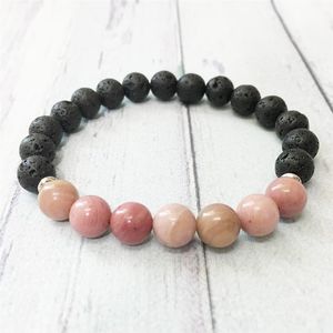 MG0490 8 mm Rhodonite Lava Stone Stacking Wrist Mala Armband Energy Protection Armband For Women Emotional Balance Jewelry283y