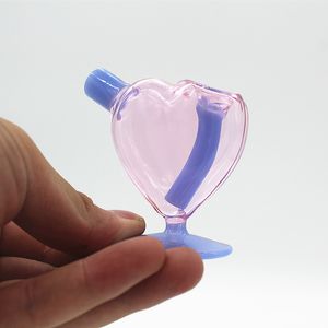 Thick Glass Pipes Portable Heart Dry Herb Tobacco Preroll Rolling Cigarette Cigar Bong Holder Waterpipe Love Smoking