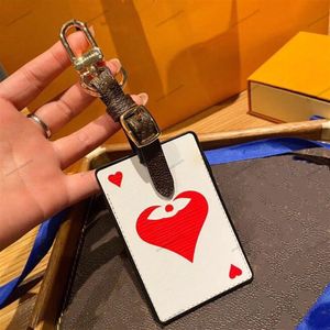 2021 Designer Poker Game Leather Key Chain Buckle Lovers Car Keychain Handgjorda läderbrev nyckelringar män kvinnor väska hänge acce2824