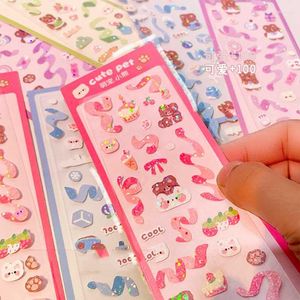 Gift Wrap Cute Laser Ribbon Bear Stickers DIY Pocards Scrapbooking Sticker Decorative School Stationery Home Decoration