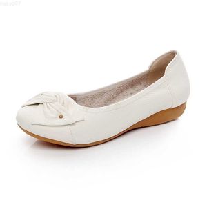 Dress Shoes SNURULAN Plus Size SpringAutumn Fashion Genuine Leather Shoes Woman Flats Work Classi Fashion Bowknot Female Casual Ballet Lady L230721