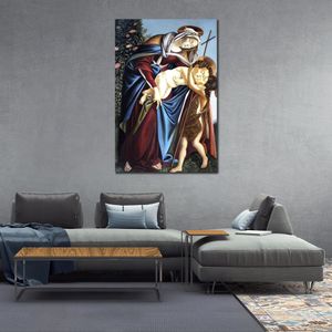 Religious Art Sandro Botticelli Painting Madonna Child the Young St John the Baptist Hand Painted Classical Artwork Home Decor