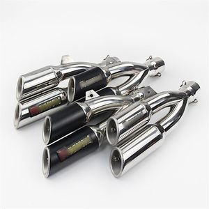 38-51 mm Tubo di scarico universale per moto Silenziatore di scarico a doppia uscita Tubo Slip On Dirt Street Bike Motorcycle319b