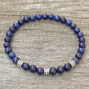 SN0326 Fashion Mens 6mm Beads Armband Lapis Lazuli Armband Womens eller Mens Natural Stone Stretch Armband Beaded Jewelry195f