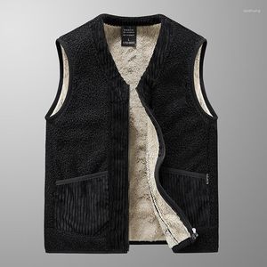 Men's Vests Autumn And Winter Middle Aged Lamb Cashmere Coat Dad Fashion Trend Korean Versatile Teddy Fleece Warm Vest Top