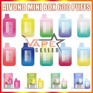 Autentyczny AIVONO AIM Mini Box 600 Puffs Plus Flex Do jednorazowego wyposażonego papierosa z baterią 400 mAh Prefilowane 10 ml kryształowy pasek kryształowy