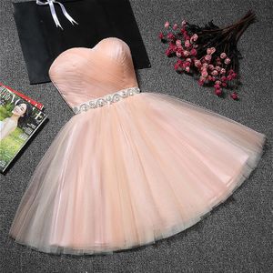 Sweetheart Tulle Homecoming Dresses with Crystal Sash 2020 Vestido Graduacion Party Dress Short Gowns Lace Up196t