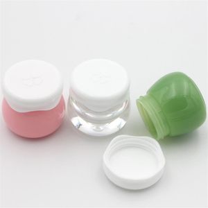 化粧品の小型ミニジャーボトル10gピンクグリーンプラスチック容器用化粧品パッケージメイクのための空きクリームjars259l