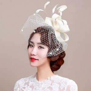 Fascinator Brautkopfschmuck Hochzeitsschleier mit Federn Hochzeit Haarschmuck Kopfbedeckungen für Hochzeitsfeier Kopfschmuck Partydekor266e