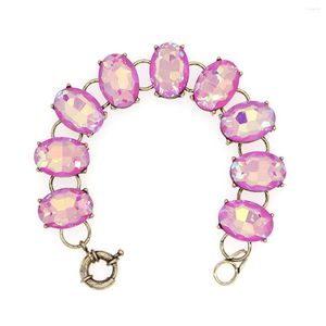 Link Bracelets AB Colored Oval Dot Crystal Bracelet Bangle Fashion Big Chunky Statement Glass Stone Jewelry For Women