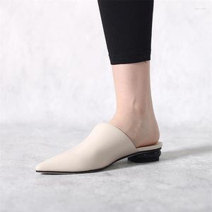 Scarpe eleganti 2cm Tacchi bassi Punta a punta Slip On Slingback Sweet Mules Pigro Comodo Conciso Nero Albicocca Donna Estate HL359 MUYISEXI