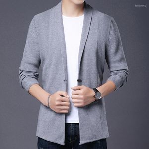 Męskie swetry kardigan mężczyźni solidny kolor obrońca pojedynczy przycisk Slim Knitted Mens Casual Sweater Kurtka Streetwear