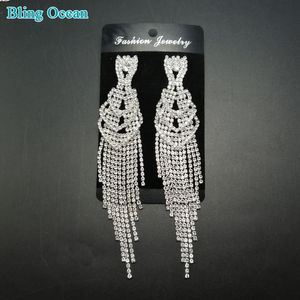 Stud Sparkling Competition Jewelry Tassel Crystal Earrings For Beauty Contest Stage Dance Shows JE176 230721